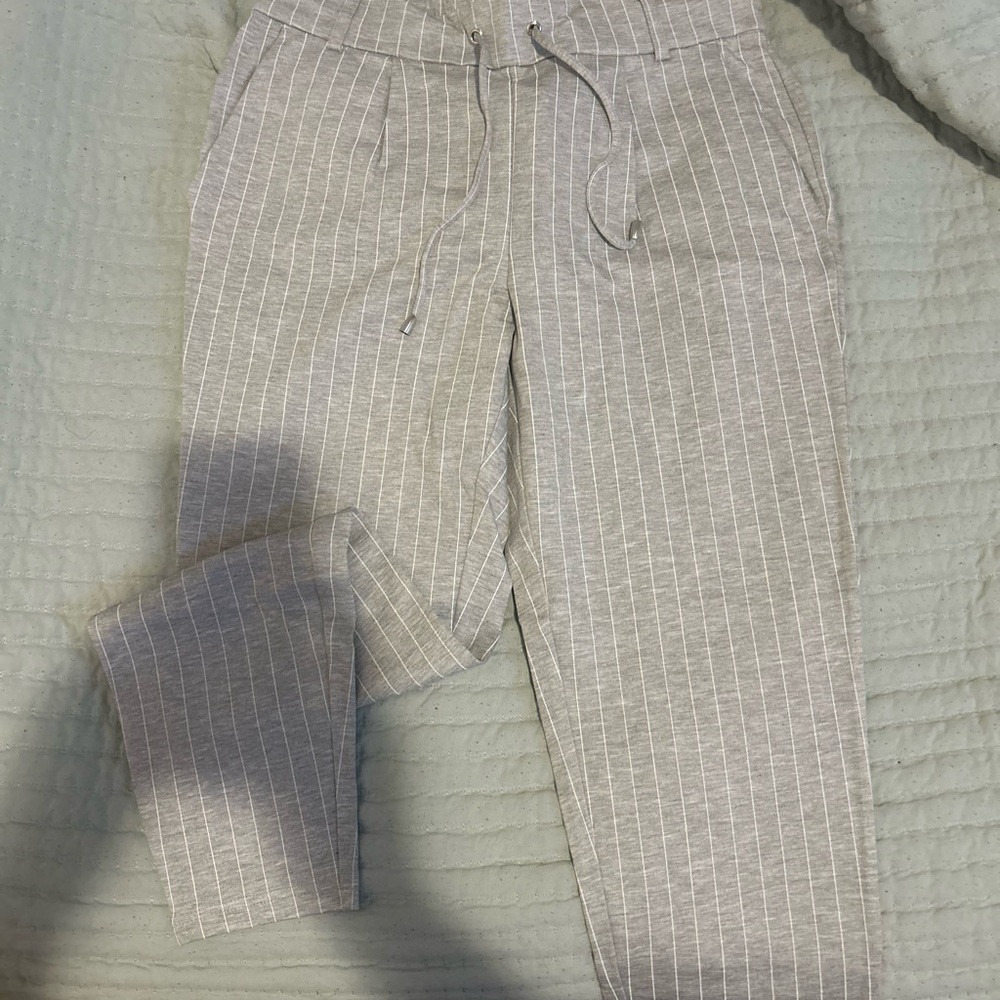 Gray Striped Office Jogger Pants